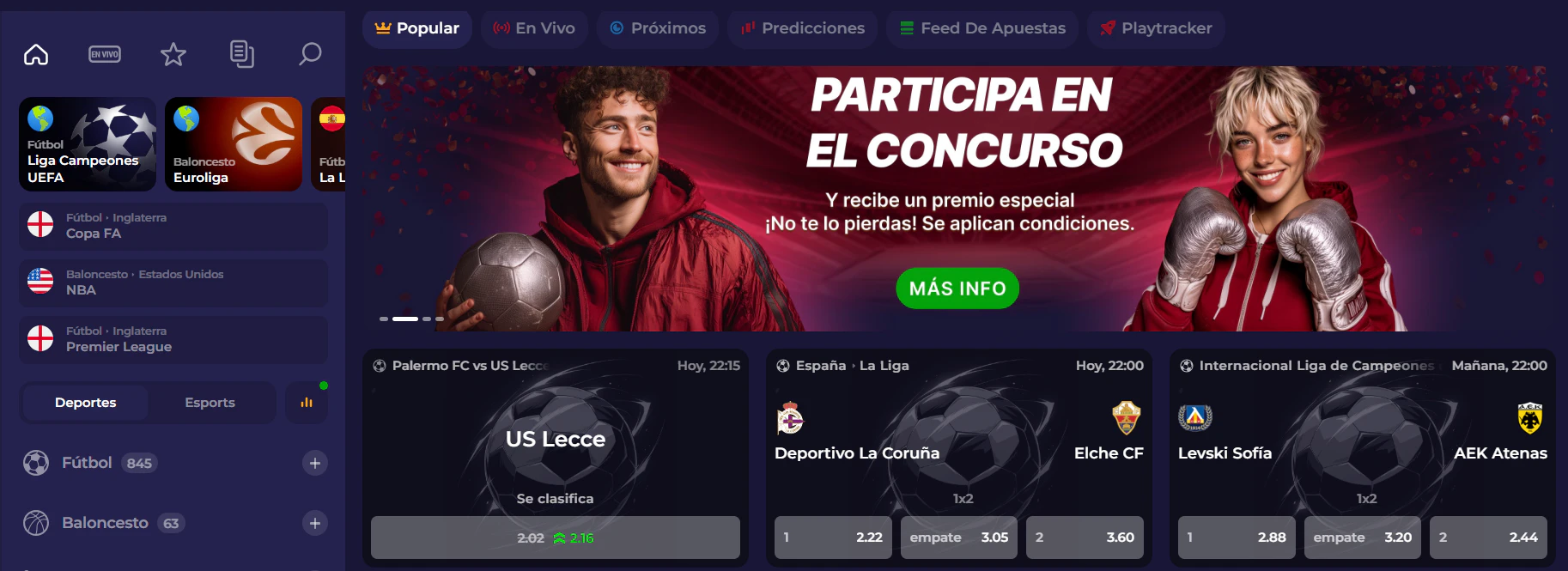 Mercados de apuestas deportivas y competiciones de eSports en Lazybar Casino