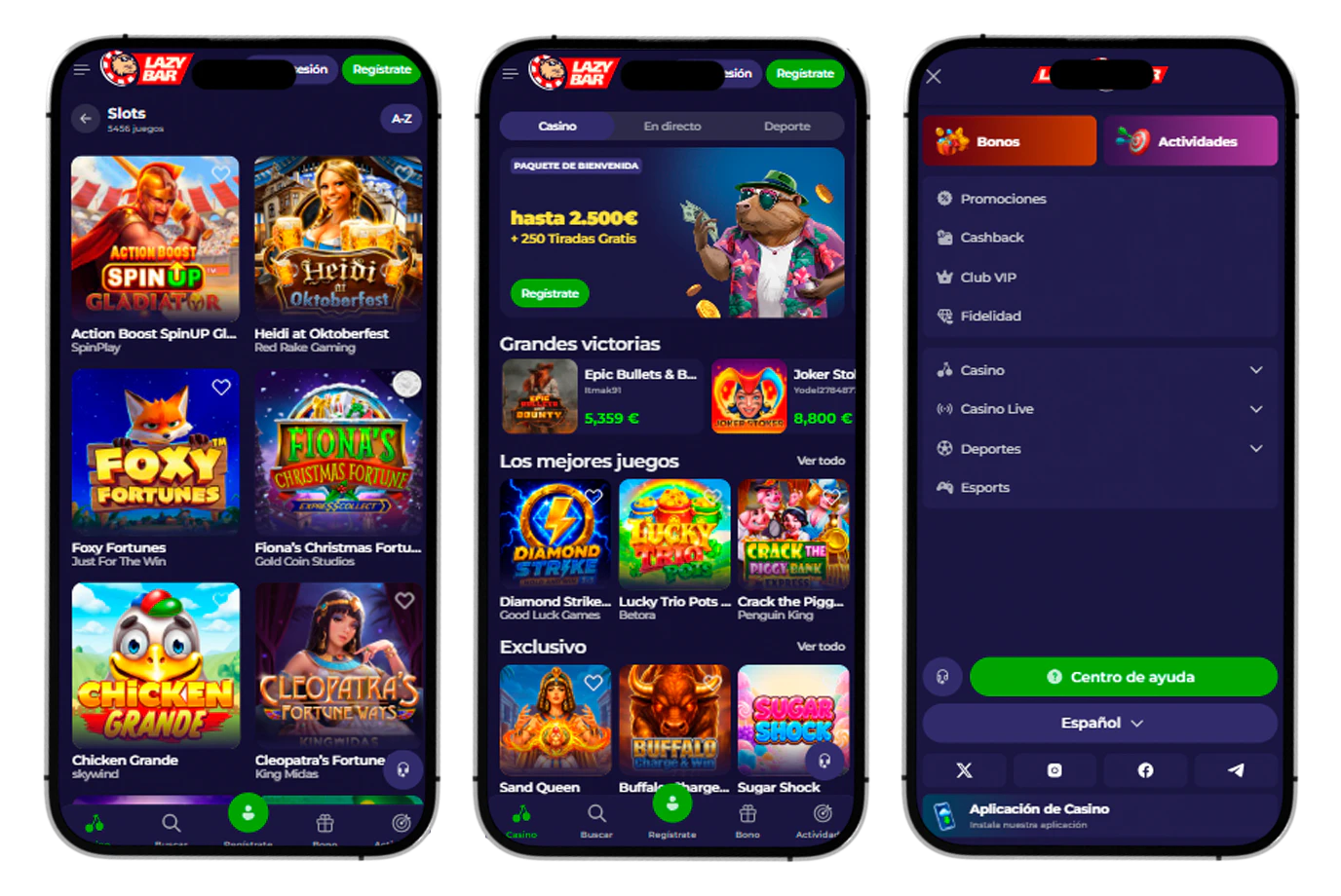 Versión de Lazybar Casino optimizada para teléfonos y dispositivos móviles